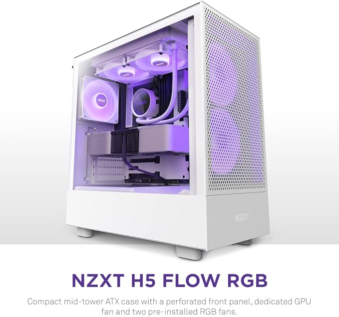 NZXT H5 Flow Edition ATX Mid Tower RGB Case White NZXT H5 Flow Edition ATX Mid Tower RGB Case White